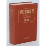 Wisden Cricketers' Almanack 1954. Original hardback. Good/very good condition - cricket