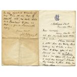 Andrew Ernest Stoddart, Middlesex and England 1885-1900. Two page handwritten letter [undated]