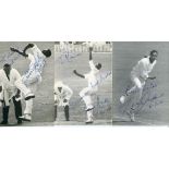 West Indies 1960s/1970s. Three mono postcard size press photographs of Lance Gibbs, Wes Hall and