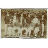 Gloucestershire C.C.C. 1904. Excellent sepia real photograph postcard of Gloucestershire team,