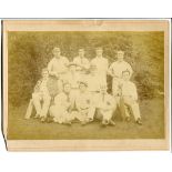 Cricket photograph c1880s/1890s. Early original sepia photograph of a team seated and standing in