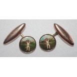 Cricket cufflinks. Attractive pair of Victorian rose gold cricket cufflinks. Each cufflink with