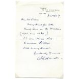 Alfred Powell Rawlins Hawtin. Northamptonshire 1908-1930. Hand written single page letter