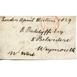 William Ward. Surrey, Hampshire & M.C.C. 1810-1845. Signed free-front envelope to a R. Radcliffe