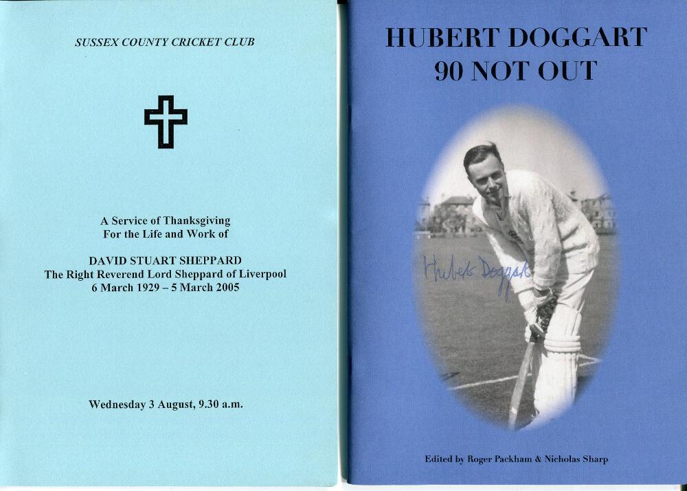 Sussex C.C.C. Selection of items relating to Sussex including 'Hubert Doggart 90 not out', Packham &