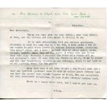 Ron Yeomans. Three page typed letter dated 'Feb 14th' to HW. 'Plum' Warner, the first leaf headed