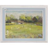 'The Village Game'. Diana B. Bowden. Attractive original oil on canvas 'impressionist' style