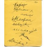 Australia tour to England 1930. Album page nicely signed in ink by nine members of the Australian