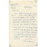 William Harry Patterson. Oxford University & Kent 1878-1900. Hand written single page letter