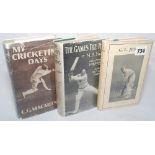 Pre War cricket books. Three first edition books each with their original dustwrapper. Titles are '