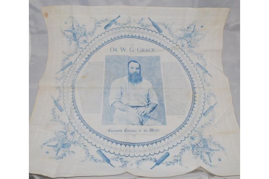 'W.G. Grace. Champion Cricketer of the World'. Large cotton handkerchief commemorating a Century