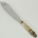 Georg Jensen Acorn Sterling Silver and Stainless Cake Knife. Signed appropriately. Good condition.