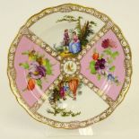Meissen Hand Painted Porcelain Plate. Decorated with floral and romantic courting scenes. Signed