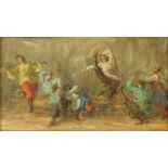 Lee Jackson, American (1909 - ) Oil on canvas board 'Russian Festival Dancers" Signed lower right.