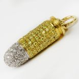 18 Karat Yellow Gold 9mm Bullet Accented Throughout with 3.0 Carat Round Cut Fancy Intense Yellow