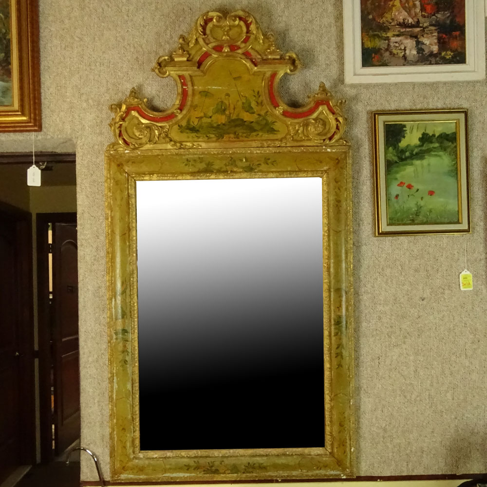 19/20th Century Italian carved, painted and parcel gilt Chinoiserie Style mirror. Unsigned. Age - Image 2 of 2