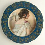 Limoges Hand Painted Porcelain Portrait Plate. "Beauty In Profile" Artist Signed and Marked with