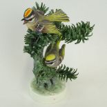 Dorothy Doughty Royal Worcester Porcelain Bird Group "Golden Crowned Kinglet". Signed. Minor