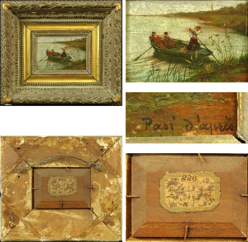 Collection of 4 Antique Continental Miniature Oil Paintings on Panels. Signatures include - Image 5 of 6