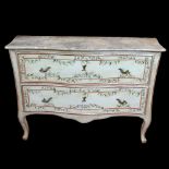Mid 20th Century Italian, painted 2 drawer commode with faux marble painted top. Unsigned. Minor