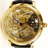 Men's Maurice Lacroix 18 Karat Yellow Gold Skeleton Watch with Box and Papers. Signed. Numbered