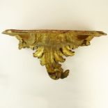 Early 19th Century Carved Parcel Gilt Wood Hand painted Faux Marble Console. Unsigned. Old repair,