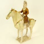 Chinese Tang Dynasty Sancai Glaze Pottery Horse and Rider. Provenance: The Shepps Collection, Palm