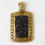 Men's John Hardy 18 Karat Yellow Gold and Black Sapphire Pendant. Signed. Very good condition.