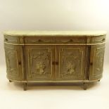 19th Century Italian distressed painted buffet sideboard. Unsigned. Rubbing and surface wear,