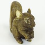 19th Century Japanese Carved Netsuke Depicting a Squirrel. Signed with artist's signature Gyoku