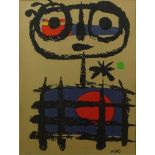 Joan Miro Color Lithograph. Signed in the print, numbered in pencil 135/350. Toning from age.