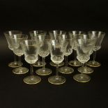 Twelve (12) Saint Louis Crystal Water Goblets "Apollo Gold" Measures 7-1/2" Tall. CLICK HERE TO BID