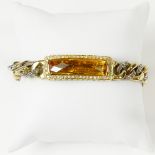 John Hardy Design 18 Karat Yellow Gold, Sterling Silver, Topaz and Diamond Bracelet. Diamonds D-E-