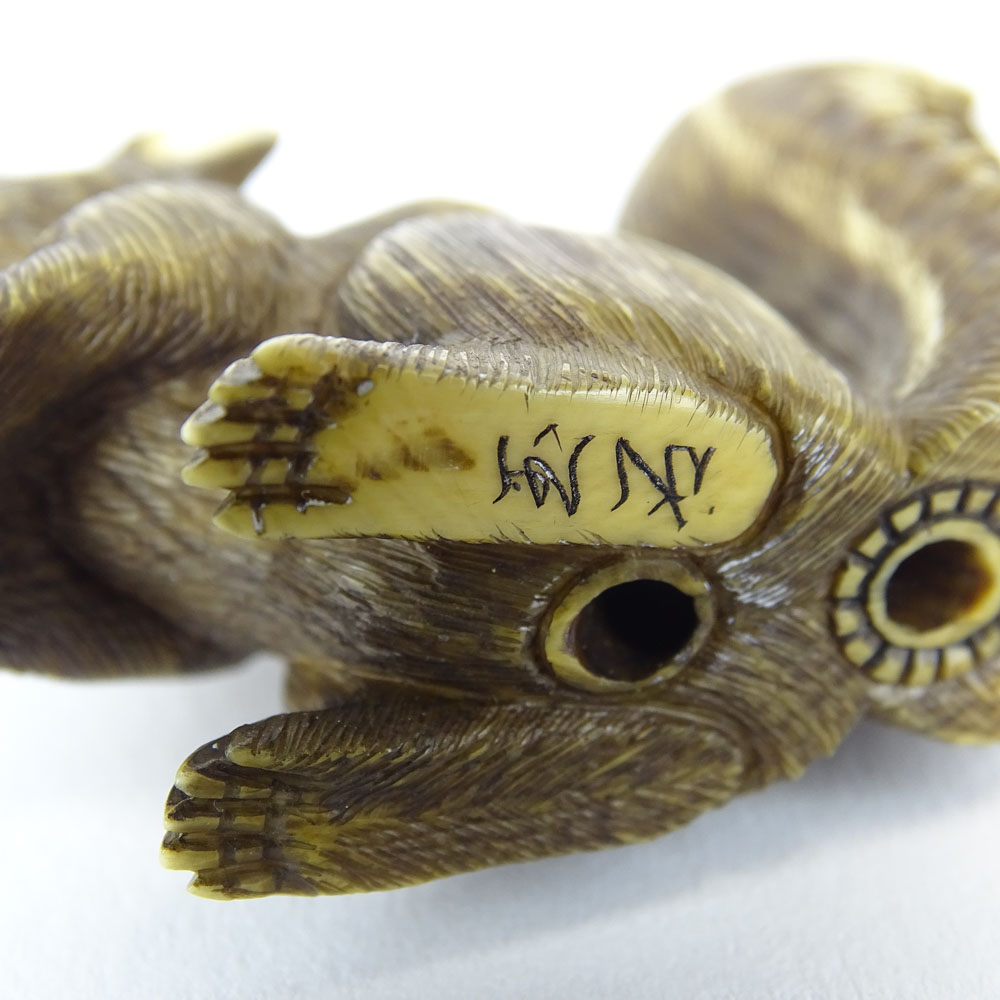 19th Century Japanese Carved Netsuke Depicting a Squirrel. Signed with artist's signature Gyoku - Image 8 of 8