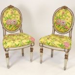 Pair of 19th Century Italian carved and painted side chairs. Unsigned. Rubbing, surface wear,