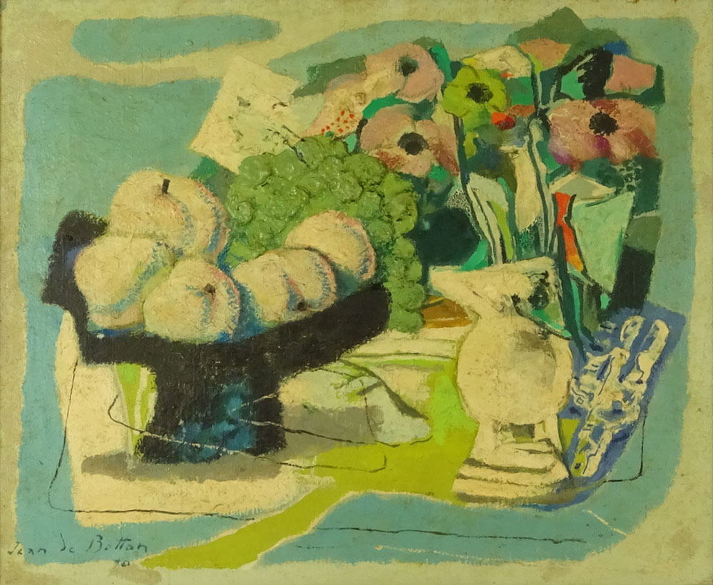 Jean Isy de Botton, French (1898-1978) Oil on canvas "Still Life" Signed lower left. Inscribed,