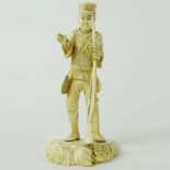 Japanese Carved Ivory Soldier Figure. Signed. Good condition. Measures 5" H, 2-1/2" W. This item