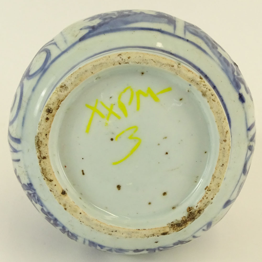 Chinese Ming Dynasty Blue and White Porcelain and Brass Opium Pipe Kendi. Unsigned. Restoration to - Image 7 of 8