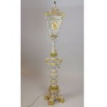 Vintage Italian Porcelain Capodimonte Style Reticulated Tall Floor Lamp Lantern. Good condition.