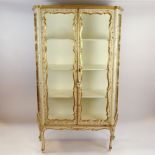 Early Mid 20th Century Probably Italian Painted and Parcel Gilt Vitrine. Unsigned. Small crack to