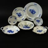 Collection of Thirty Eight (38) pieces of Royal Copenhagen China in the "Blue Flowers" Pattern