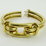 Vintage Possibly Cartier Heavy 18 Karat Yellow Gold Hinged Cuff Bangle Bracelet. Signed Cartier, 18K