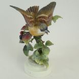 Dorothy Doughty Royal Worcester Porcelain Bird Group "Indigo Bunting & Blackberry Sprays". Signed.