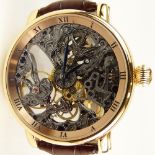 Men's Ulysse Nardin 18 Karat Rose Gold Limited Edition Maxi Skeleton Watch with Box and Papers.