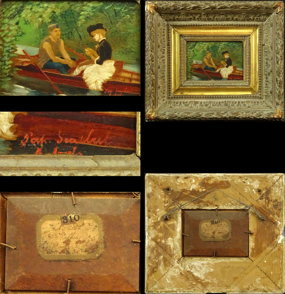Collection of 4 Antique Continental Miniature Oil Paintings on Panels. Signatures include - Image 3 of 6