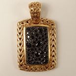 Men's John Hardy 18 Karat Rose Gold and Black Sapphire Pendant. Signed. Very good condition.