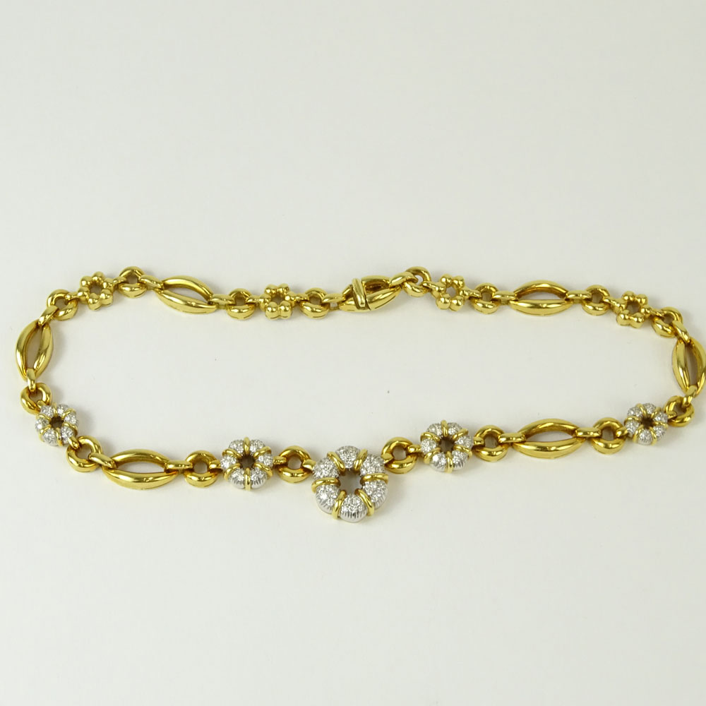 Vintage Italian 18 Karat Yellow Gold and approx. 3.5 Carat Round Cut Diamond Necklace. Signed 750, - Image 3 of 5