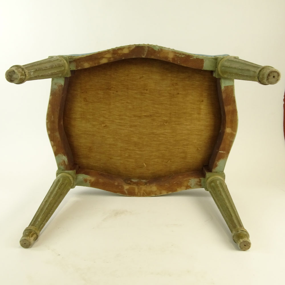 Early 20th Century Louis XVl Style Painted Tabouret. Unsigned. Rubbing or in good condition. - Image 4 of 5