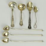 Lot of 7 Miscellaneous Sterling Silver Spoons. Signed. Good condition. Weighs approx. 3.48 Troy