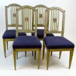 Set of 4 19/20th Century, probably Italian carved and painted wood side chairs. Unsigned. Rubbing,